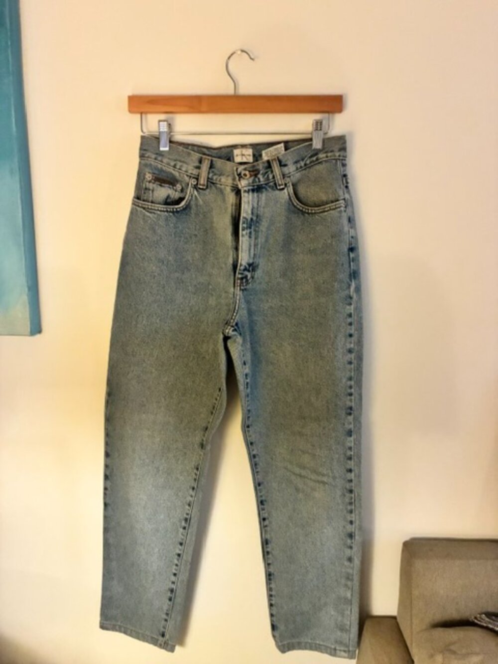 Vintage 90s Calvin Klein Jeans High Rise Mom Jeans Light Stone Wash Size 6